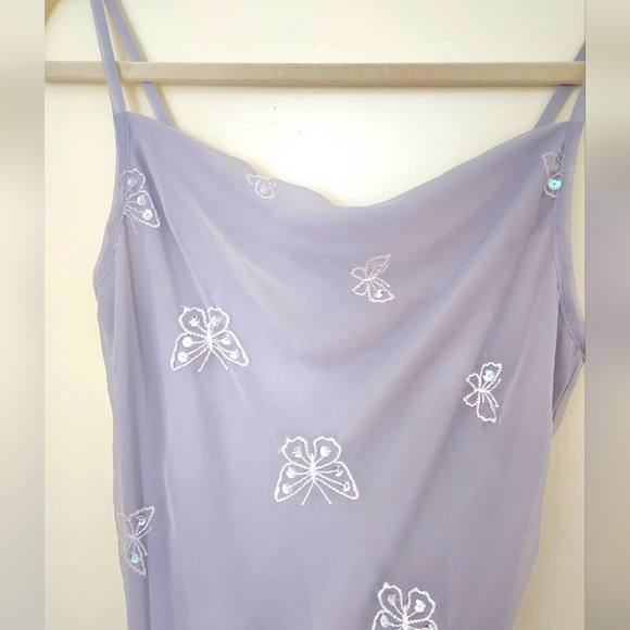 90s VTG 579 Beaded Sequin Celestial Slip Dress Fairy Prom Whimsy Butterfly XS - Picture 2 of 8